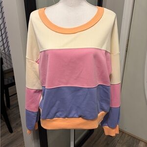 New With Tags…Boutique…Gorgeous Colorblock Cropped Sweatshirt…Size Large